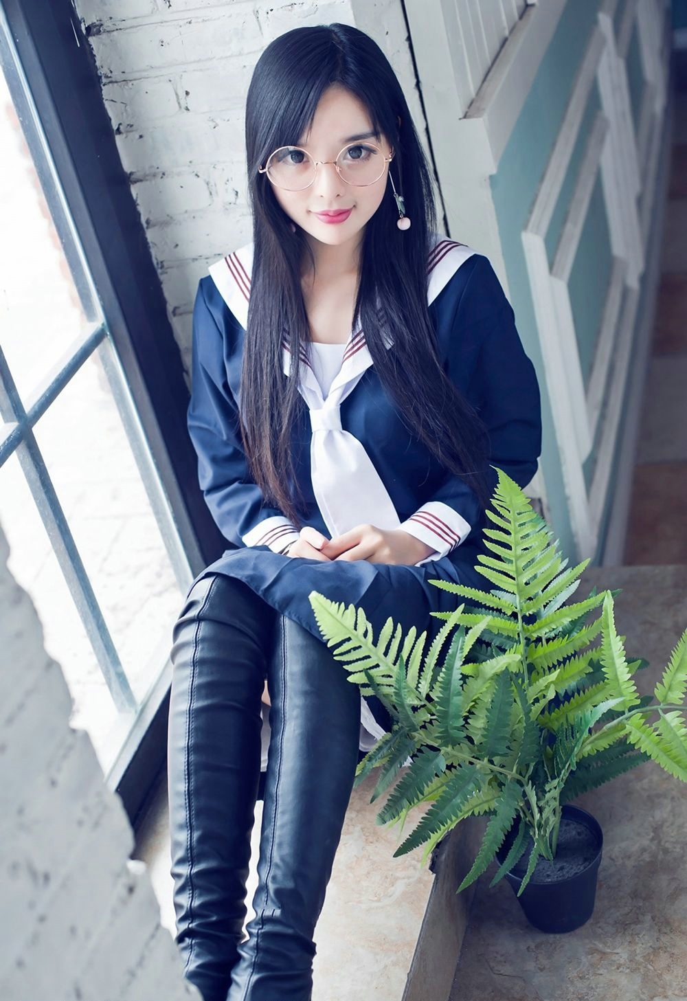 清纯美女周熙妍俊日系校服写真