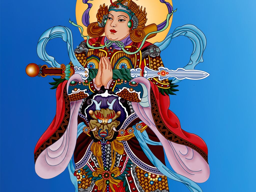 孔雀大明王菩萨生有一子一女,孩子们的父亲是谁?