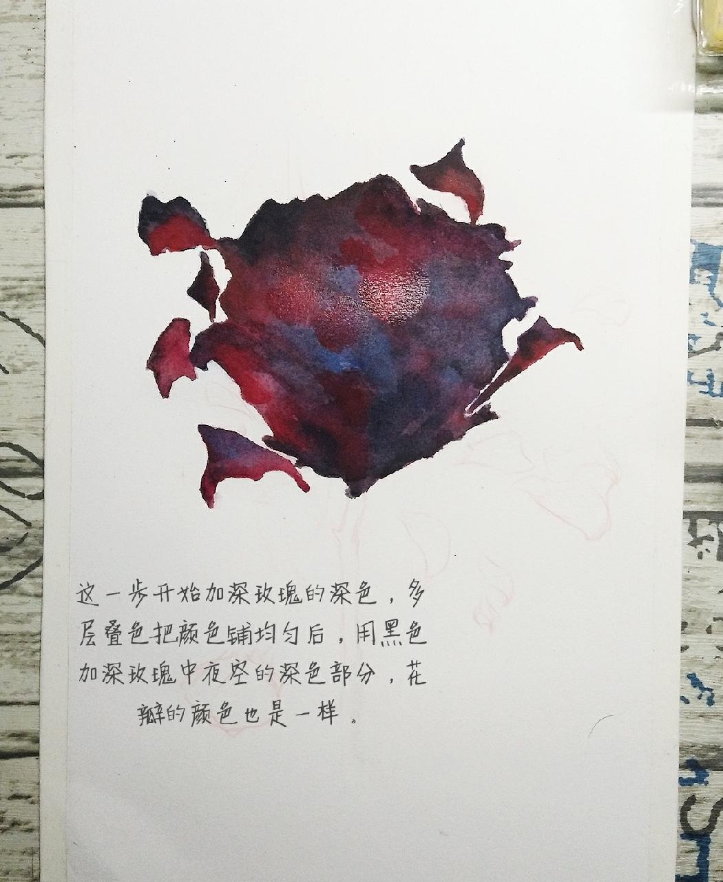 暗黑系玫瑰水彩绘画教程 ‖.