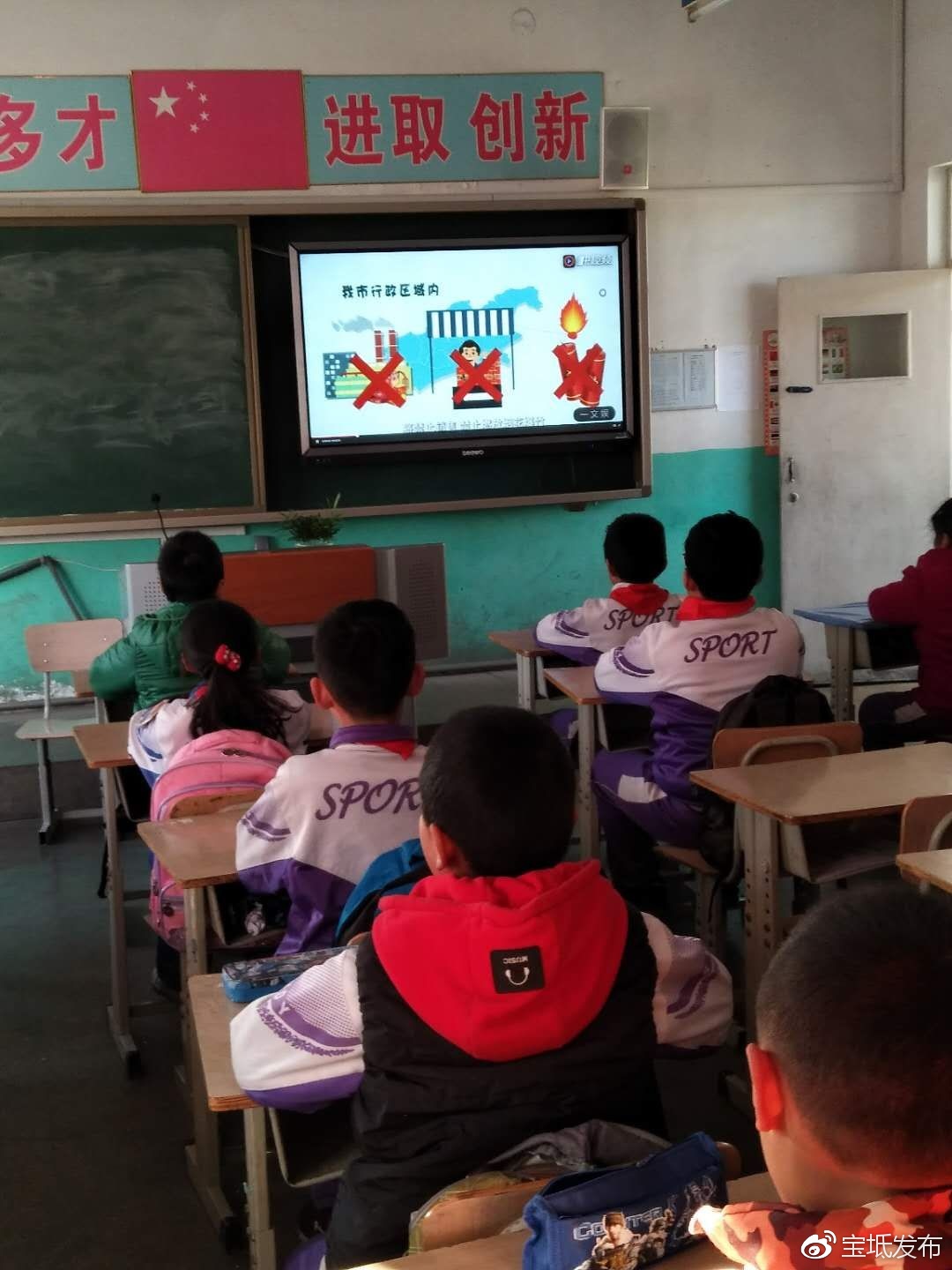 宝坻北郝小学开展禁止燃放烟花爆竹活动