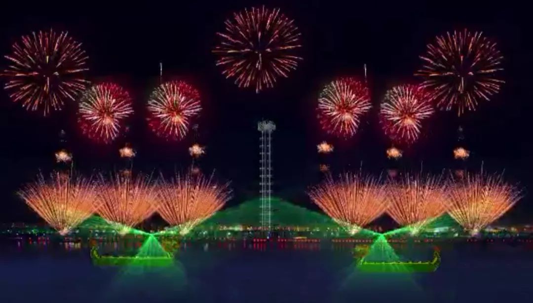 东明桥上将会设置 200米的瀑布烟花,火瀑布效果和岐江水面的倒影,是