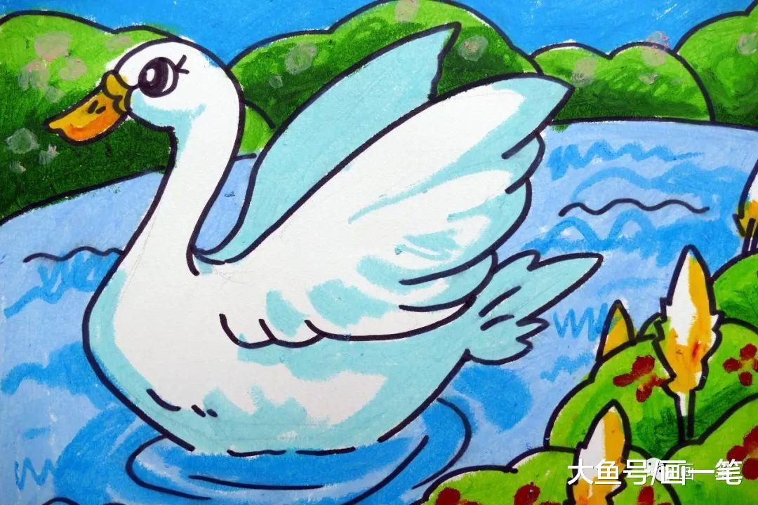 蜡笔画: 丑小鸭长大了|丑小鸭|蜡笔|天鹅_新浪新闻