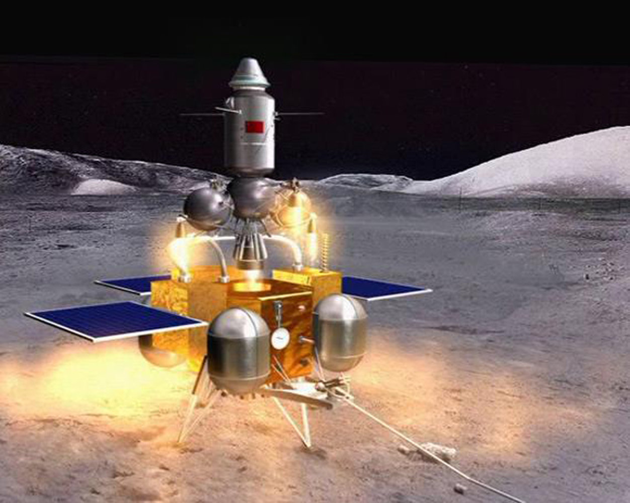 嫦娥五号探测器实施动力下降并成功着陆_新华社