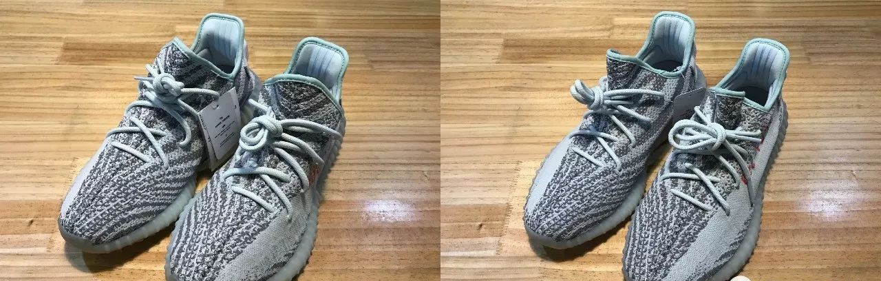 yeezy350v2冰蓝 椰子冰蓝 真假货对比
