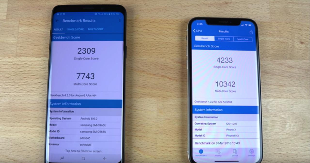 galaxy s9 plus与iphone x性能速度实测,s9表现相当亮