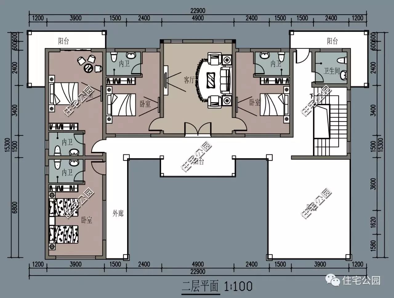 21x13米现代三合院,外观加布局共12种组合,6室3厅带堂屋最好?