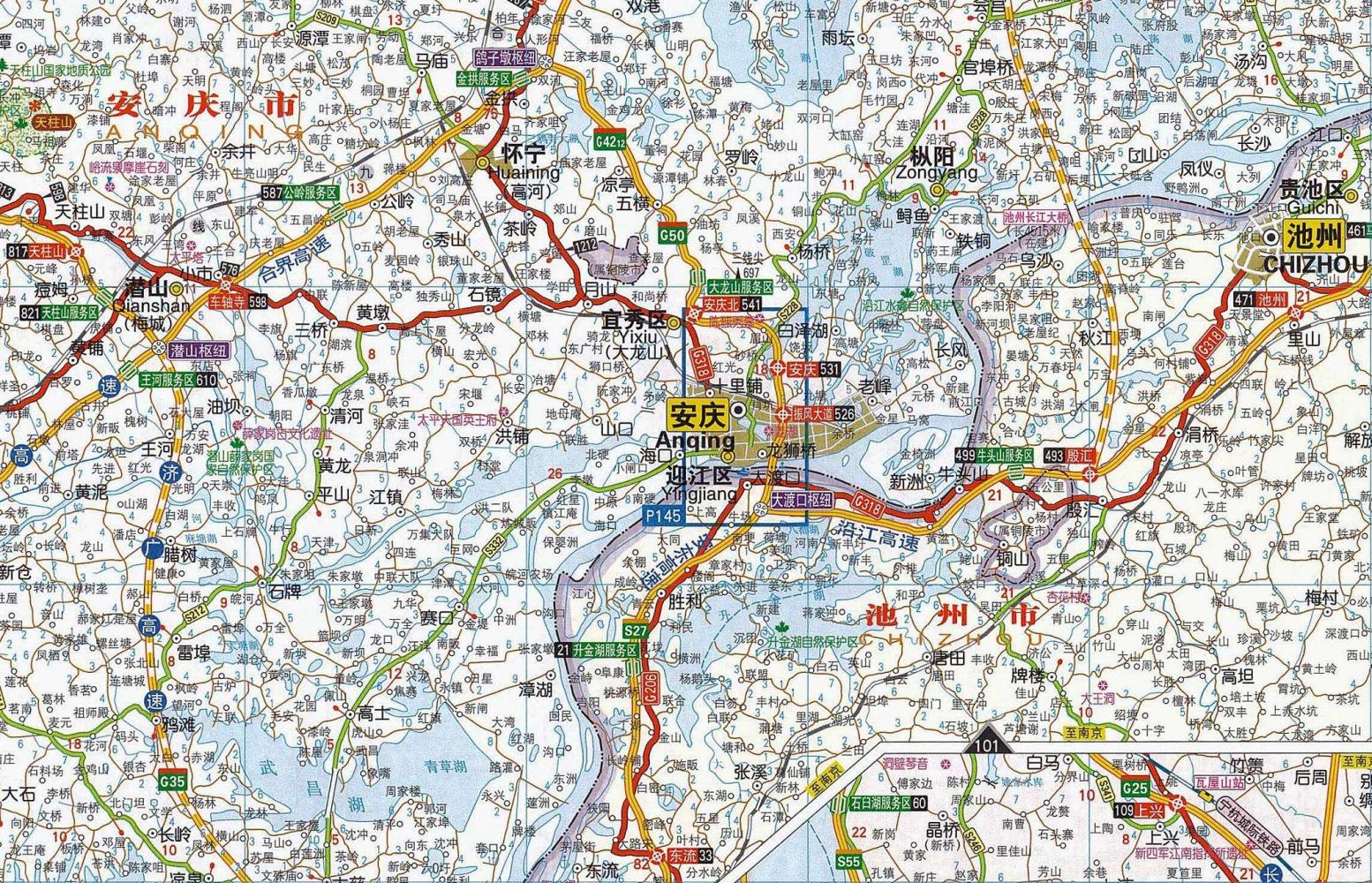 安庆城区地图地形版_安庆市地图查询