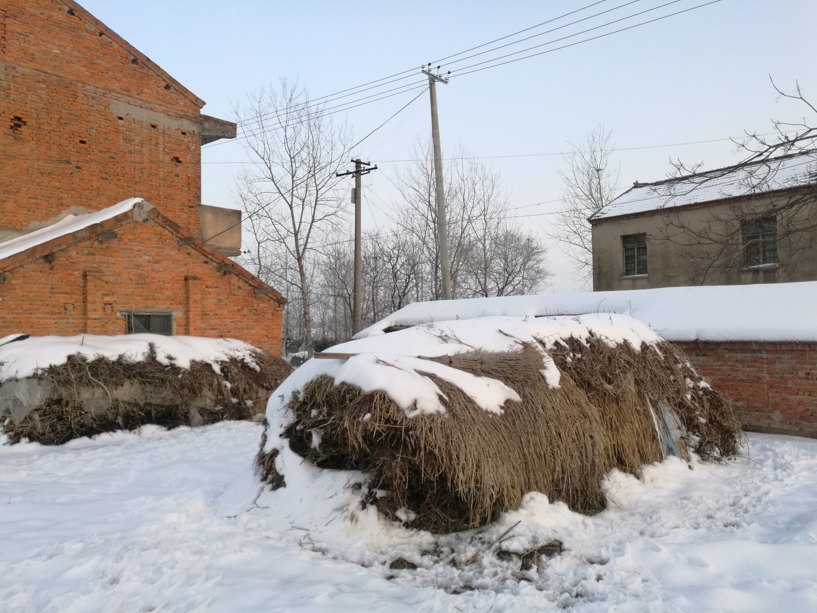安徽肥东农村,姥姥家里的雪景实拍
