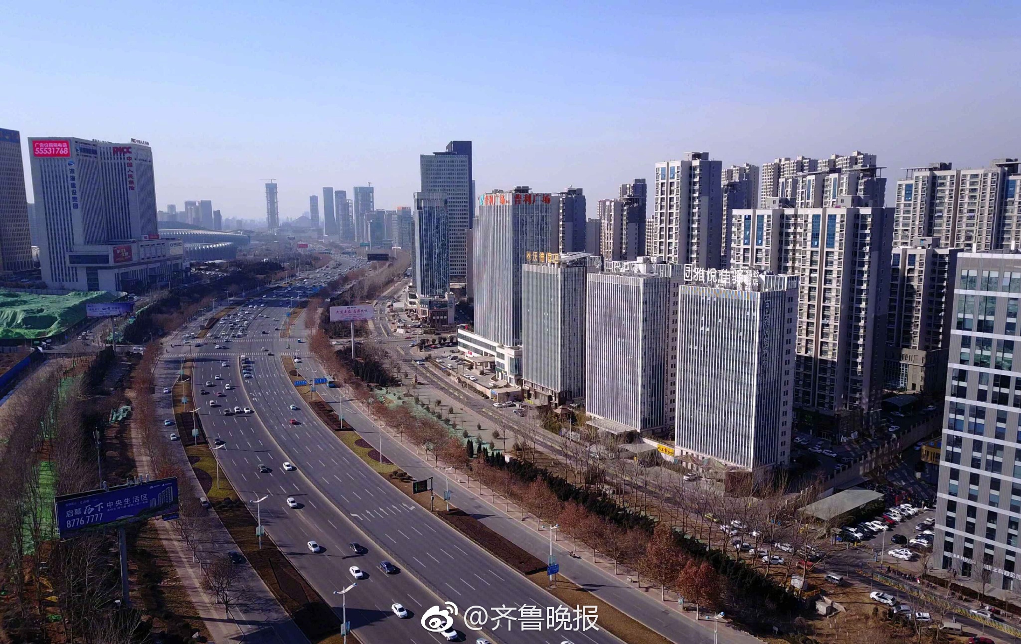 航拍:新年新气象,济南经十路东段雄姿勃发