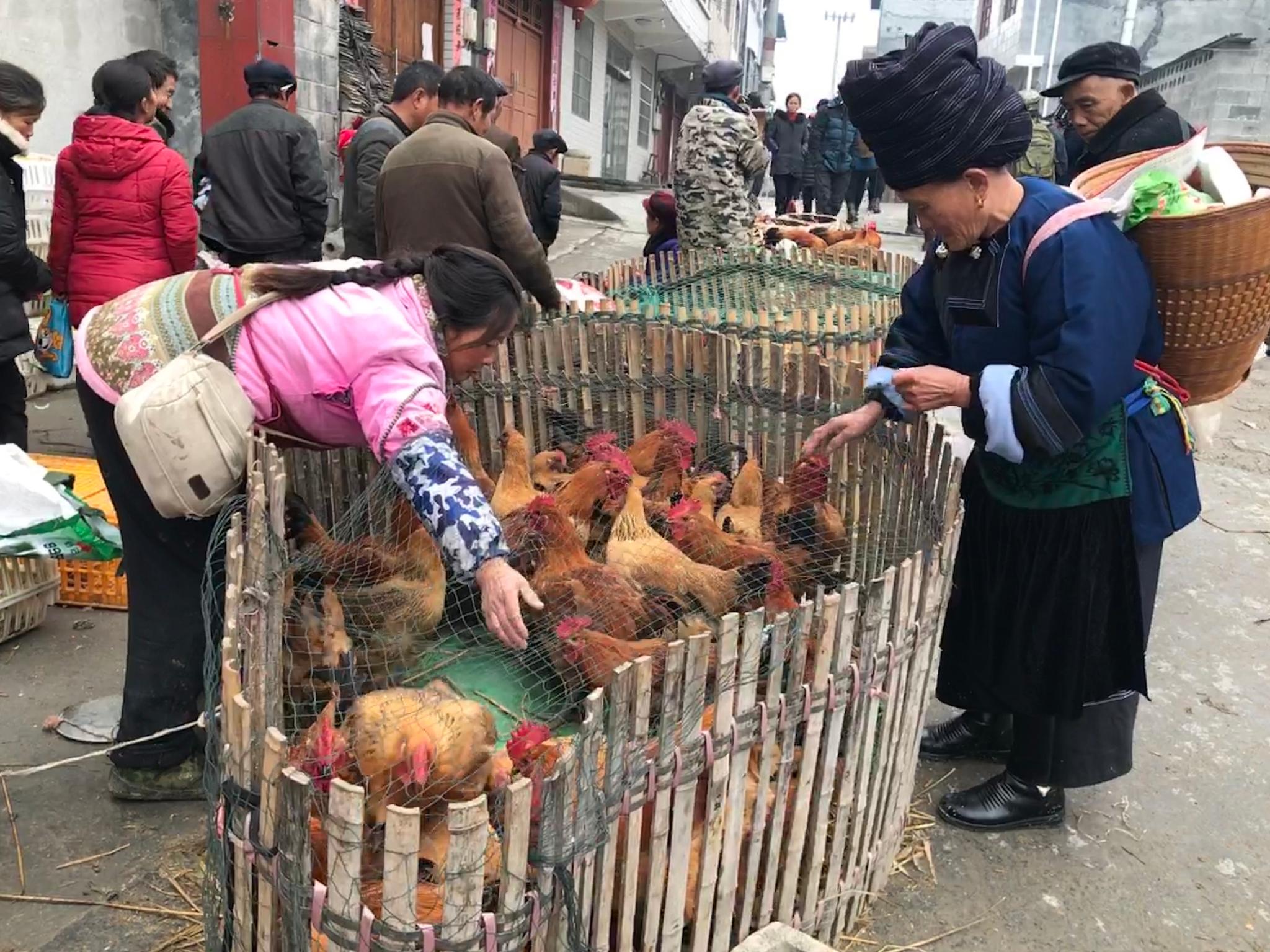 湘西禾库镇今天赶集.绵延好几条街的集市,就像城里的大超市