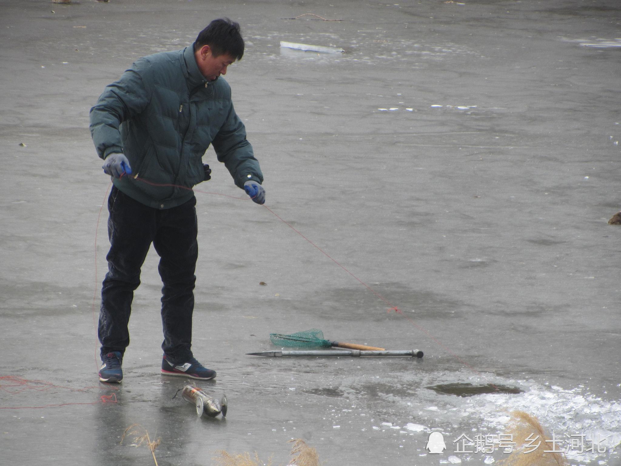 两位小伙冬捕用神器,下网只需1分钟,鱼儿是不