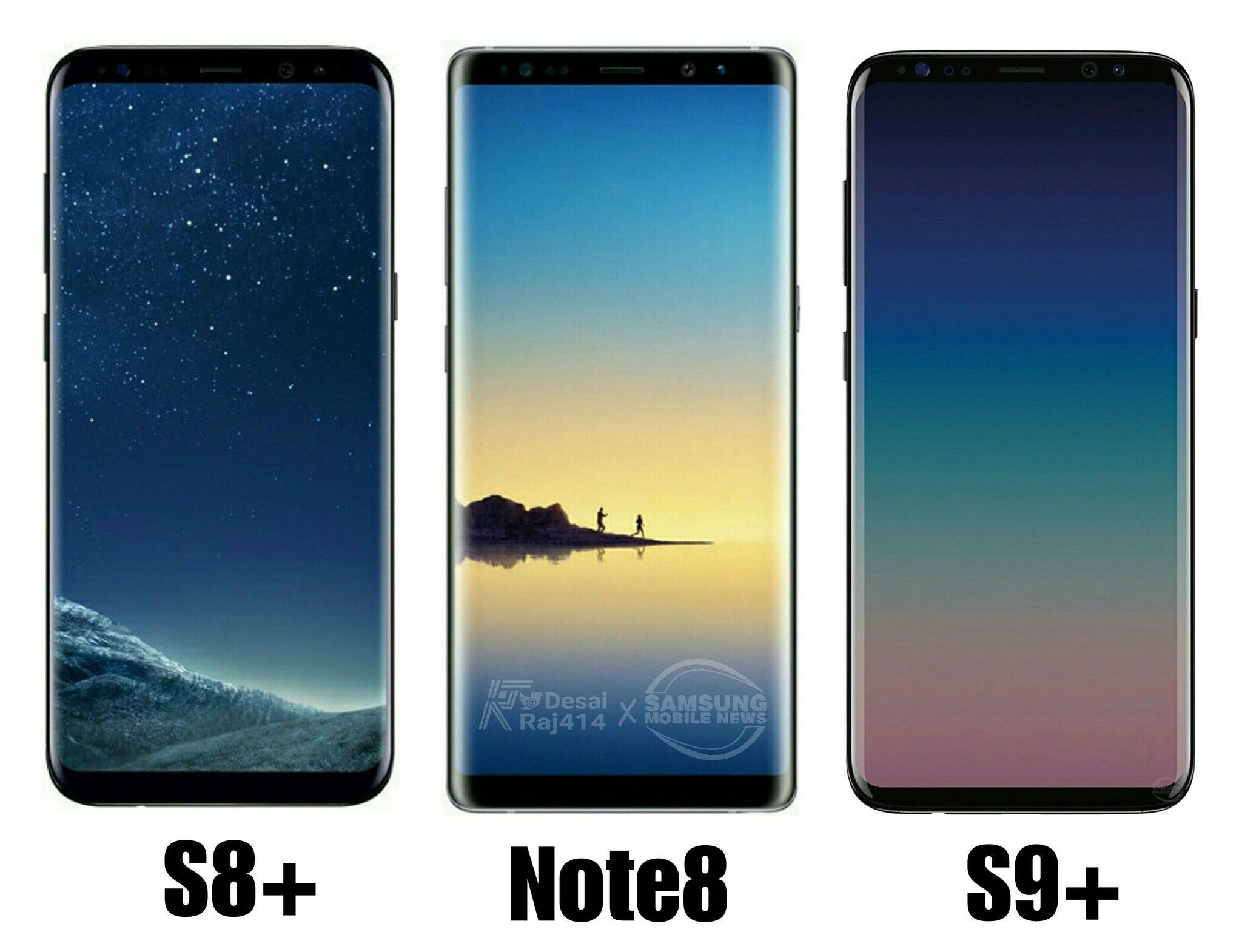 三星S8+、Note8、S9+ 细节外观对比