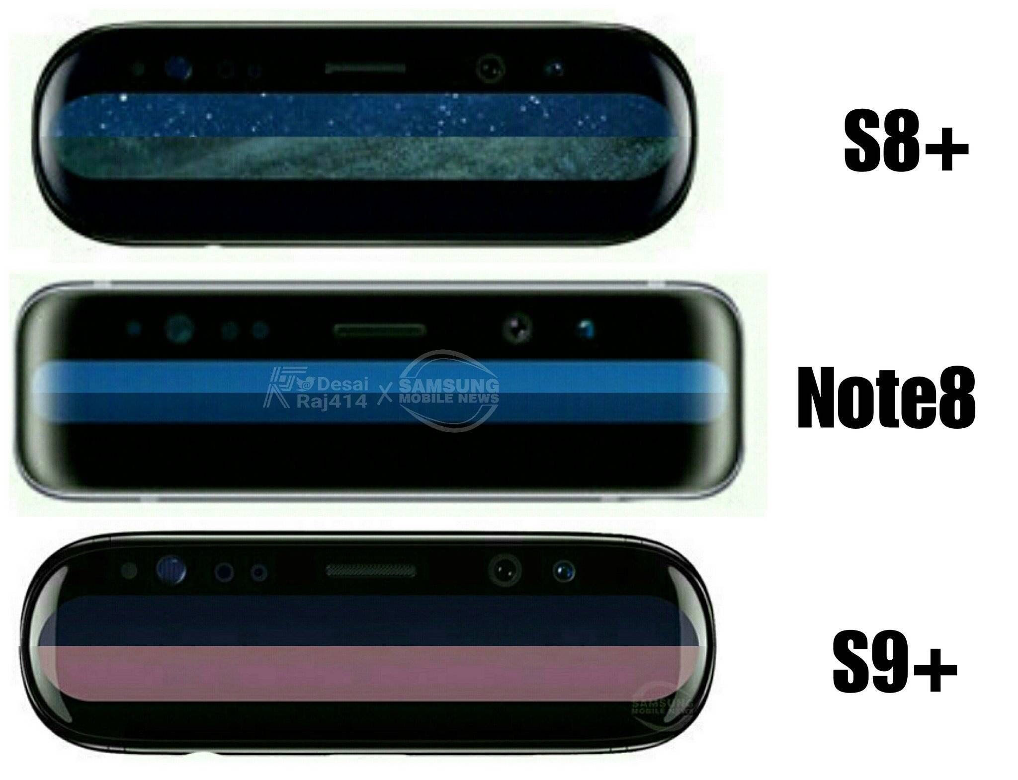 三星S8+、Note8、S9+ 细节外观对比