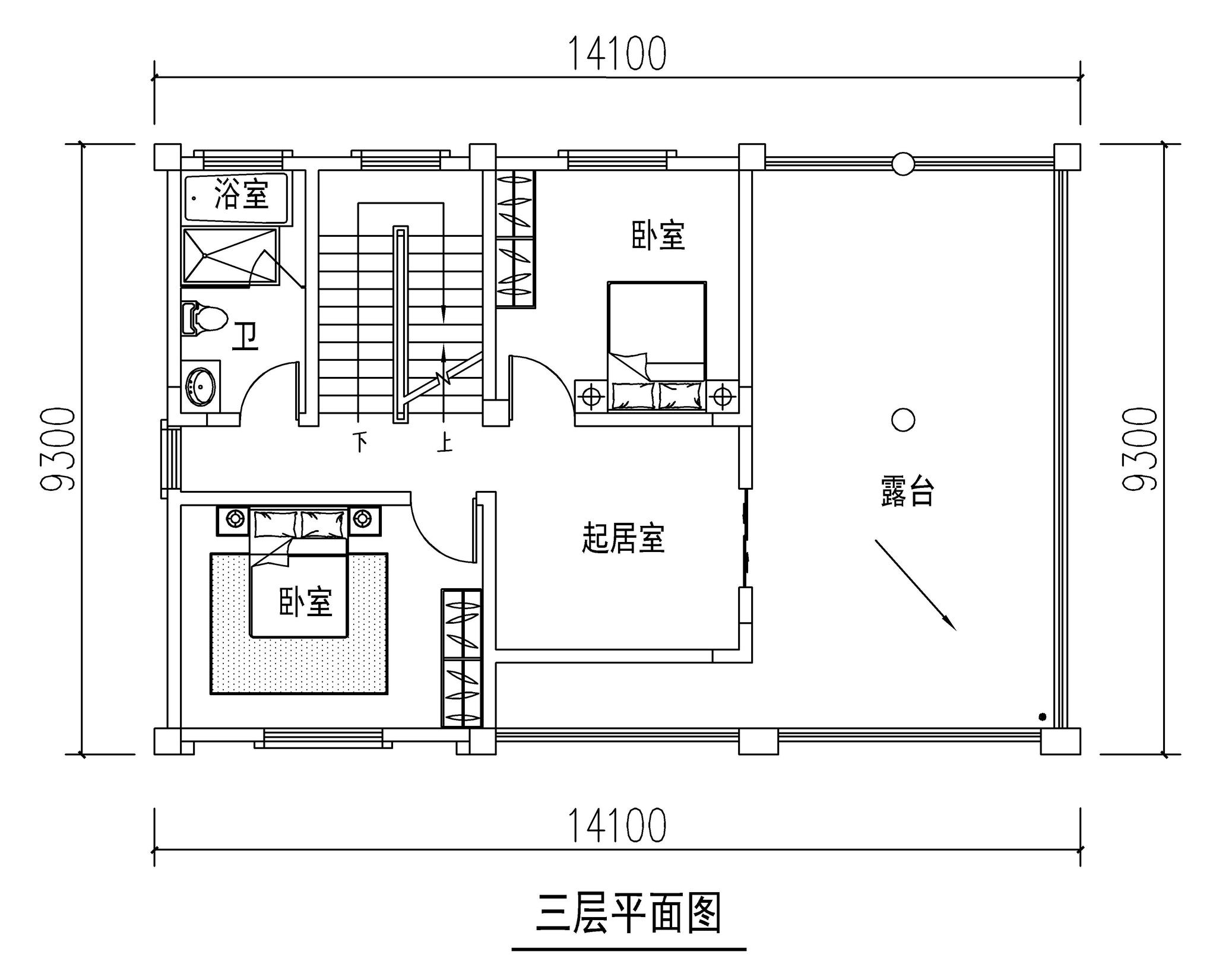 9x14农村自建房设计图,9x14米自建房户型 9x14米农村别墅3层预算30万挑空客厅屋顶花园你要的都有