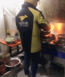 搞笑gif: 美团外卖, 一个神秘的组织, 今天你炒菜, 美团明天炒你!