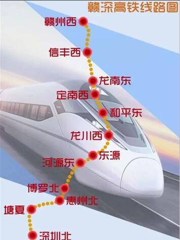 中国将修建一条江西到深圳时速350公里高铁,