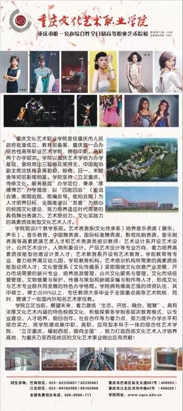 重庆文化艺术职业学院2018年重庆市高职分类考试招生章程