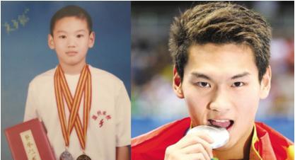 运动员儿时照片曝光,孙杨一脸坏样儿,傅园慧尽