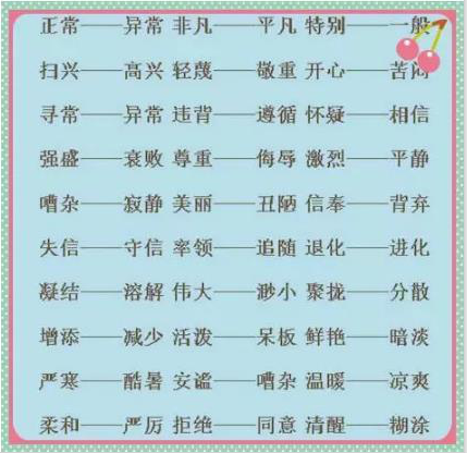 特级教师推荐:小学语文很简单,正反义词基础积