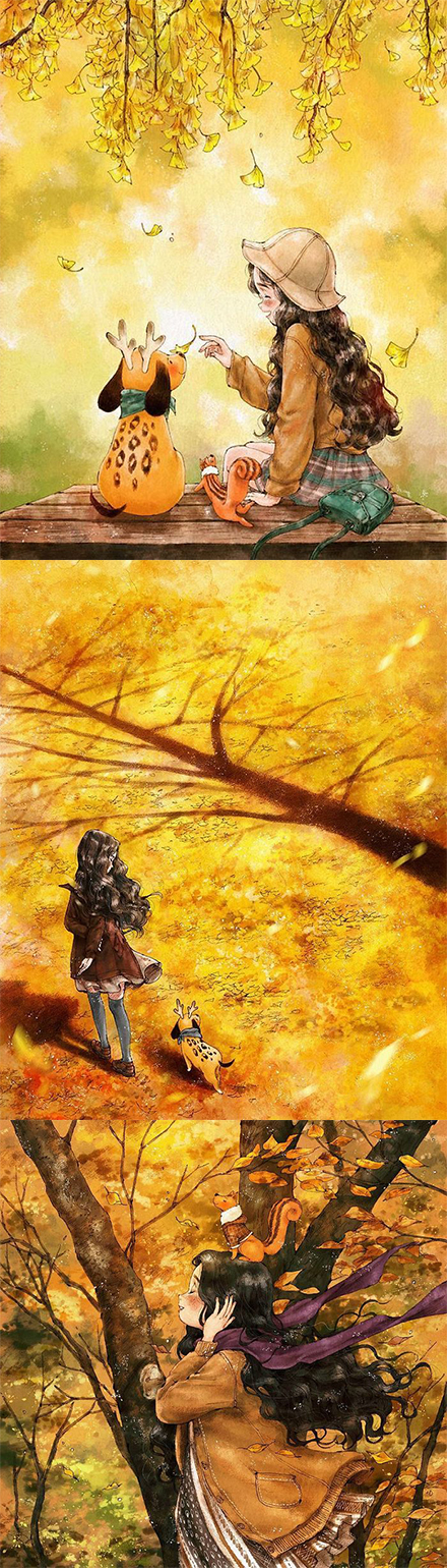 画家aeppol笔下与狗狗的日常,有你陪伴的每天都温馨快乐