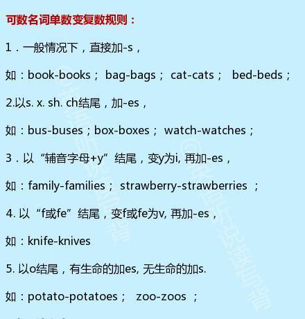 可数名词单数变复数规则, 简单告诉你!