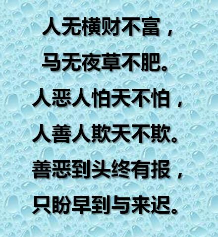 佛度,有缘人;夫妻,同林鸟;善恶,终有报;知人,不知心!