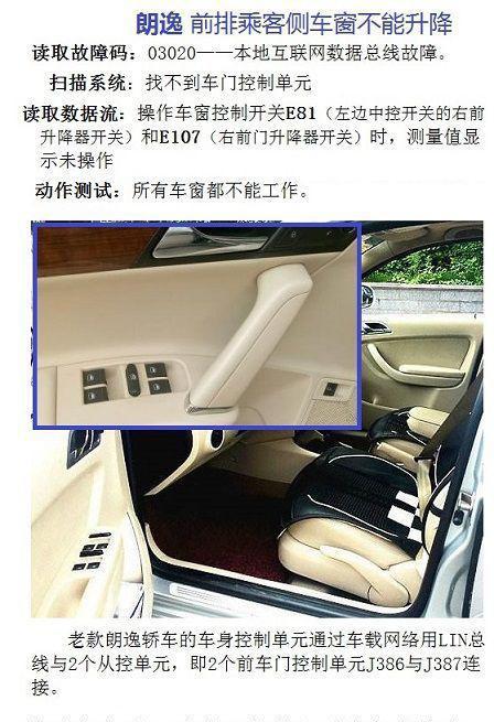朗逸前排乘客侧车窗不能升降全彩图解