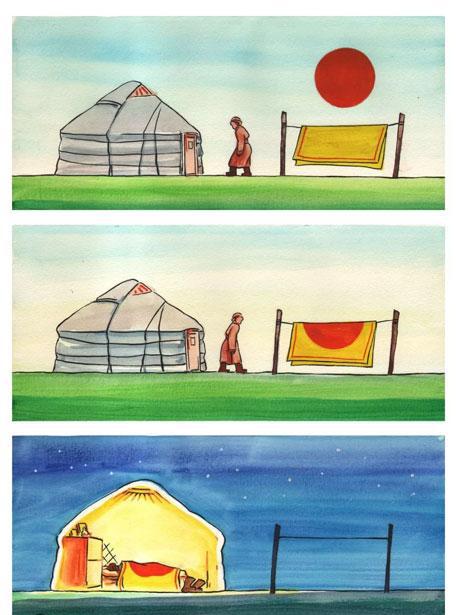 天天漫画网:漫画家巴·毕力格《草原的生活宁静安详》