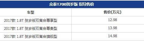 众泰T700贺岁版上市 售12.98-14.98万元