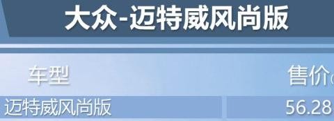 售56.28万元 进口大众迈特威风尚版上市