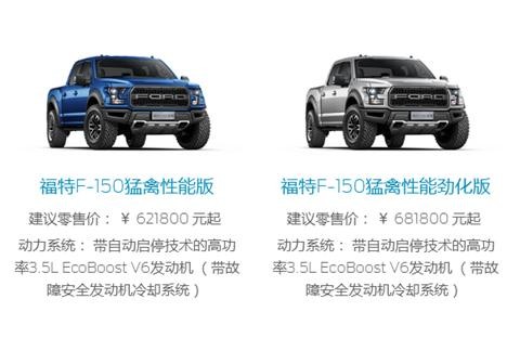 福特F-150猛禽归类为乘用车，售价暴涨13万