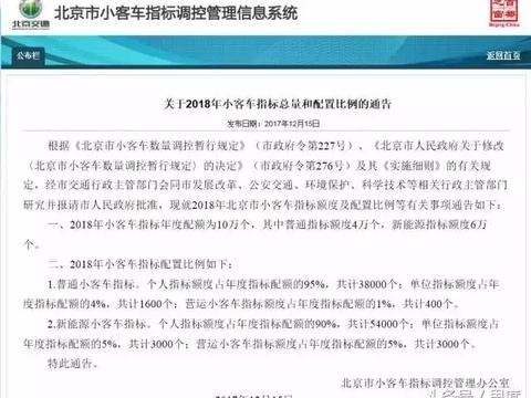 2018年北京燃油车号牌仅4万，2020年取消燃油车指标！