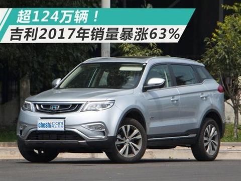 2017年吉利汽车销量涨63% 12月单月销量153, 625辆