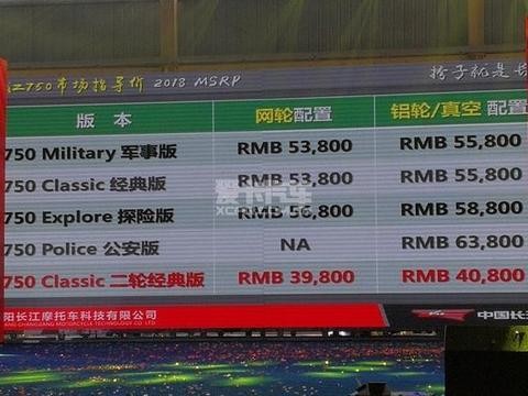 全新长江750正式上市 售价3.98万元起！