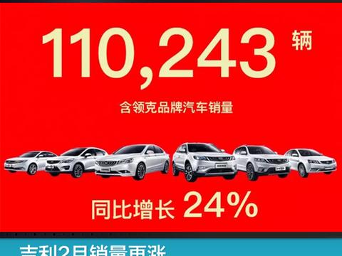 吉利2月销量再涨，博瑞、帝豪同比下跌