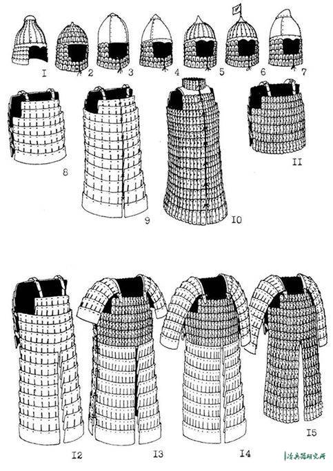 各种尺寸的札甲中国铠甲中的另一大种类是锁子甲,这种铠甲据说由