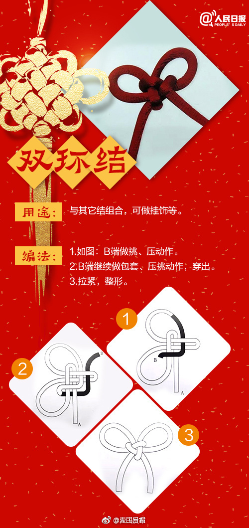 中国结双环结编法_中国结怎么编法步骤图教程第4张