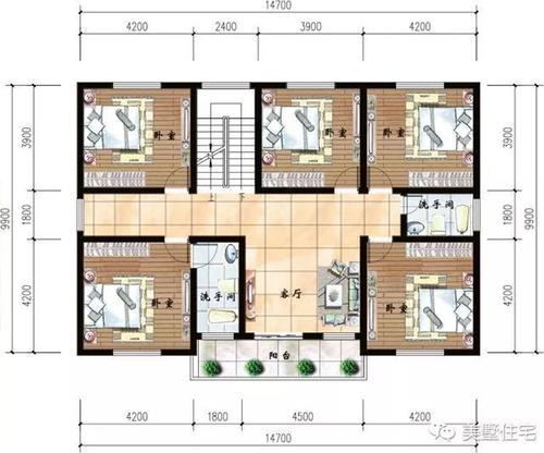14米x8米农村自建房图,15米x8米建房效果图 14.7x9.9米左右对称农村自建房,自然优美,和谐时尚