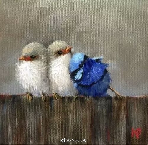 krista eaton油画作品里的小鸟