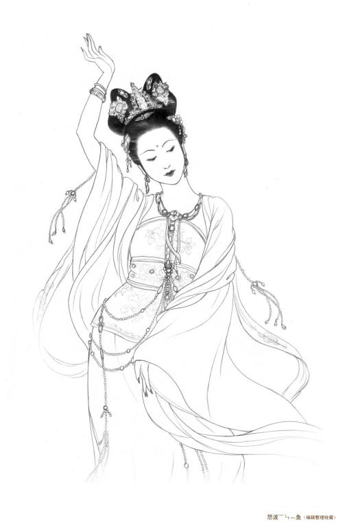 仕女图简笔画欣赏