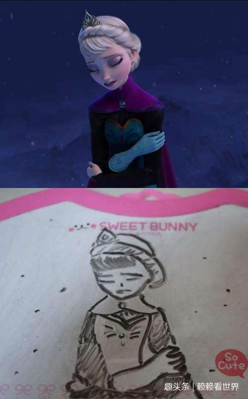 12岁女孩画的迪士尼公主艾莎,画功真是不容小觑!