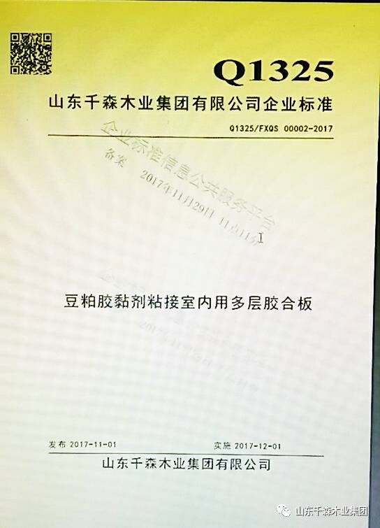 千森木业E0胶合板系列企业标准化专家论证会