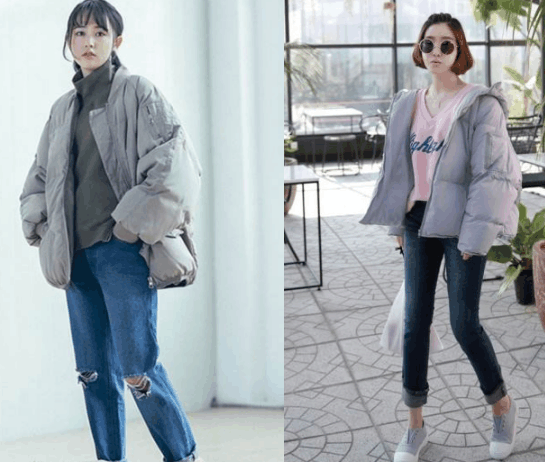 小个子女生冬季穿搭, 面包服+牛仔裤, 时尚又保暖!