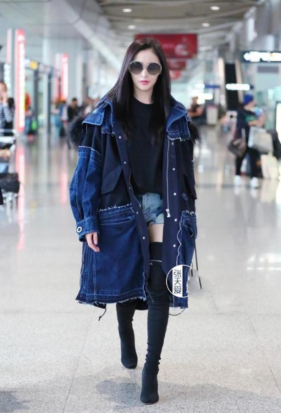 明星过膝长靴搭配图片