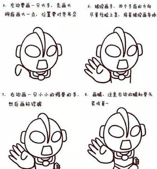 儿童简笔画超人奥特曼的画法儿童涂色画画步骤图片