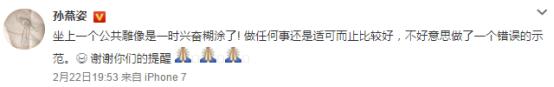 孙燕姿带着儿子爬雕像，删微博道歉后被网友称为“优质偶像”