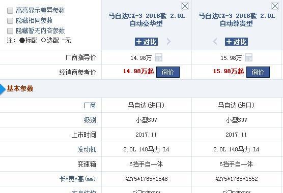 全新进口马自达CX-3到来售14.98万起，请给我一个不选择它的理由