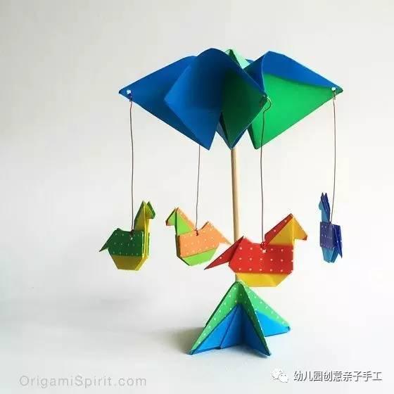 幼儿园亲子手工之场景式折纸,折出航海生活,旋转木马等,超新意