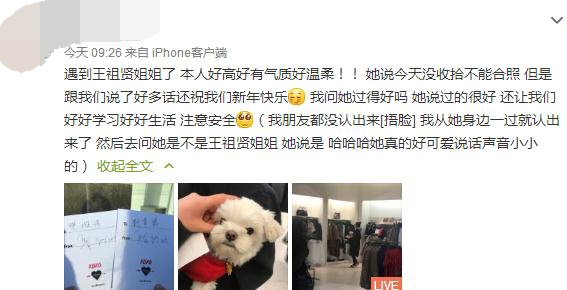 网友逛街偶遇王祖贤，素颜抱狗接地气说话温柔但拒绝合照