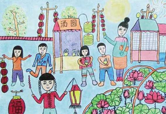 2018以元宵节为主题的儿童画有哪些,元宵节儿童画图片